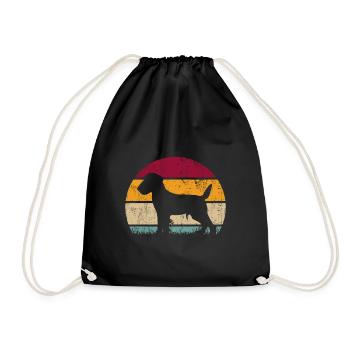 Jagdterrier Jagdhund Retro Style Silhouette - Turnbeutel - Schwarz - Vorne