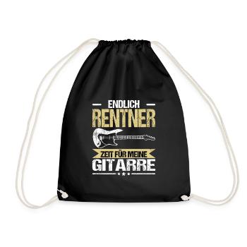 Gitarre Endlich Rente Rentner Zeit Spruch Lustig - Turnbeutel - Schwarz - Vorne