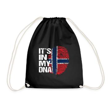 Norwegen Flagge Fingerabdruck DNA Spruch Lustig - Turnbeutel - Schwarz - Vorne