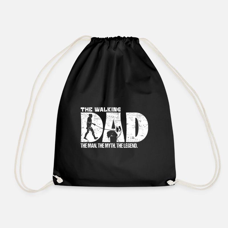 Border Collie Walking Dad saying for master - Drawstring Bag - black