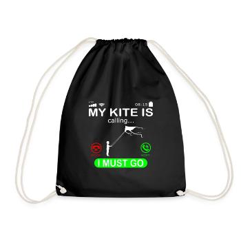 Kite flying Kite flying calls saying - Drawstring Bag - black - Front