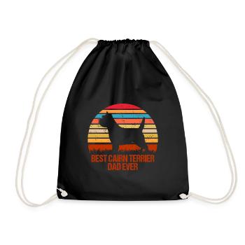 Cairn Terrier Best Dad Retro Saying for Lord - Drawstring Bag - black - Front