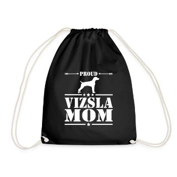 Vizsla Hungarian mom saying for females - Drawstring Bag - black - Front