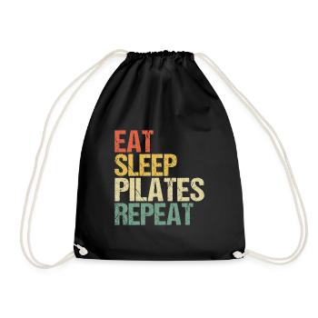 Pilates Eat Sleep Repea Retro - Drawstring Bag - black - Front