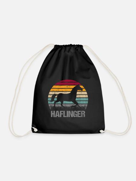 Haflinger Pferd Retro Vintage Silhouette - Turnbeutel - Schwarz