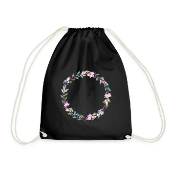 Couronne de fleurs - personnalisable - Sac de sport léger - noir - Devant
