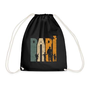 Dad Dad 3 Third Child Baby Retro Vintage - Drawstring Bag - black - Front