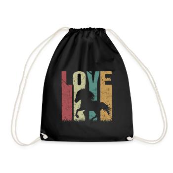 Islandpferd Retro Vintage Love - Turnbeutel - Schwarz - Vorne
