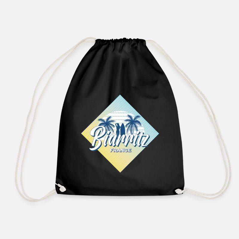 Biarritz Frankreich Retro Sommer Surfing Design - Turnbeutel - Schwarz