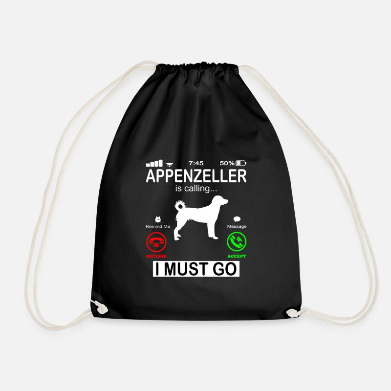 Appenzeller Sennenhund ruft an Spruch - Turnbeutel - Schwarz