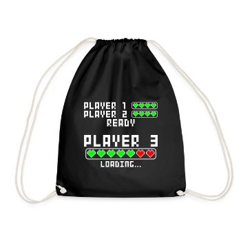 Pregnancy Announce Baby Player 3 Loading - Drawstring Bag - black - Front