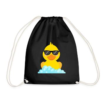 Yellow Duck Bathing Duck with Sunglasses - Drawstring Bag - black - Front