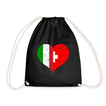 Suisse Italie Drapeau Coeur Vintage - Sac de sport léger - noir - Devant
