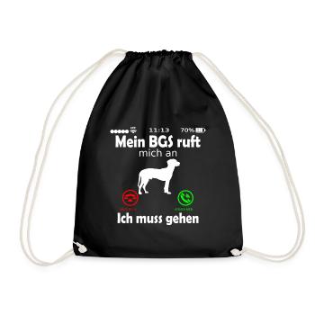 BGS Hund ruft an Spruch Lustig - Turnbeutel - Schwarz - Vorne