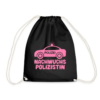 Polizei Polizistin Baby Mädchen Polizeiauto Pink - Turnbeutel - Schwarz - Vorne