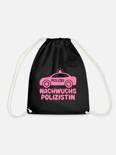 Polizei Polizistin Baby Mädchen Polizeiauto Pink - Turnbeutel - Schwarz