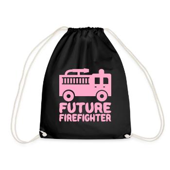 Futur pompier Camion de pompier Baby Girl Pink - Sac de sport léger - noir - Devant