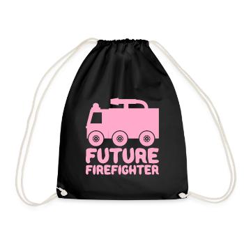 Futur pompier Camion de pompier Baby Girl Pink - Sac de sport léger - noir - Devant