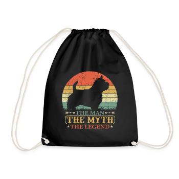 Norwich Terrier Dog Dad Papa Vintage Retro - Drawstring Bag - black - Front