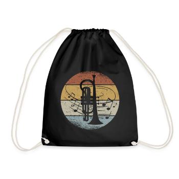 Cornet Retro Musical Instrument Cornet Wind Music - Drawstring Bag - black - Front