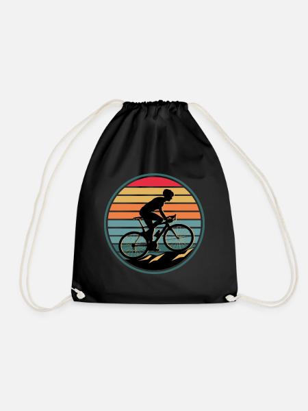Retro Mountainbike Fahrrad Radfahrer - Turnbeutel - Schwarz
