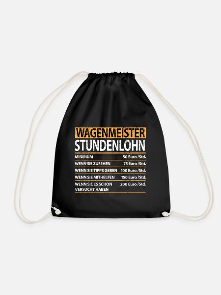 Wagenmeister Eisenbahn Hotel Spruch Lustig Witzig - Turnbeutel - Schwarz