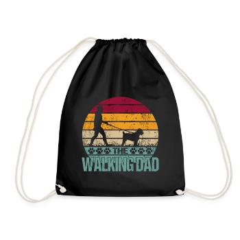 Schnoodle Dog Dad Walking for Master Papa - Drawstring Bag - black - Front