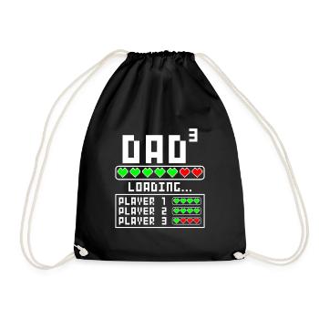 Dad father of 3 third three child baby children - Drawstring Bag - black - Front