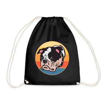 Bulldogge Hunderasse Vintage Retro Sonnenuntergang - Turnbeutel - Schwarz - Vorne