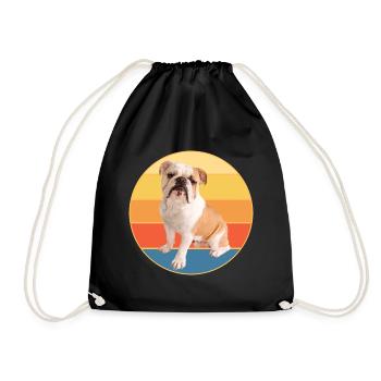 Bulldogge Hunderasse Vintage Retro Sonnenuntergang - Turnbeutel - Schwarz - Vorne
