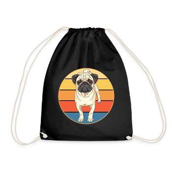 Französische Bulldogge Hunderasse Vintage Retro Sonnenuntergang - Turnbeutel - Schwarz - Vorne