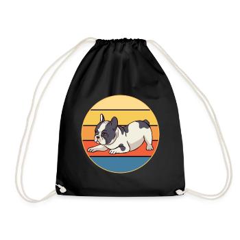 Französische Bulldogge Hunderasse Vintage Retro Sonnenuntergang - Turnbeutel - Schwarz - Vorne