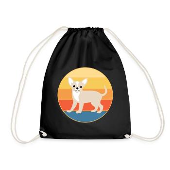 Cute Chihuahua Dog Breed Vintage Retro Sunset - Drawstring Bag - black - Front