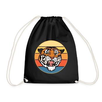 Tiger Big Cat Vintage Retro Sonnenuntergang - Turnbeutel - Schwarz - Vorne