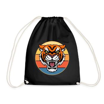 Tiger Big Cat Vintage Retro Sonnenuntergang - Turnbeutel - Schwarz - Vorne