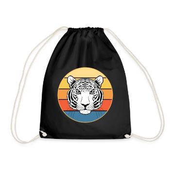 Tiger Big Cat Vintage Retro Sonnenuntergang - Turnbeutel - Schwarz - Vorne