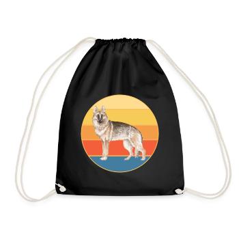 German Shepherd Dog Breed Vintage Retro Sunset - Drawstring Bag - black - Front