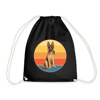 German Shepherd Dog Breed Vintage Retro Sunset - Drawstring Bag - black - Front