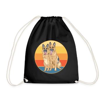 German Shepherd Dog Breed Vintage Retro Sunset - Drawstring Bag - black - Front