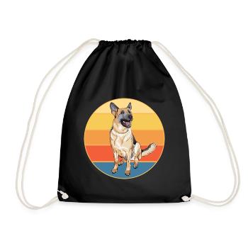 German Shepherd Dog Breed Vintage Retro Sunset - Drawstring Bag - black - Front