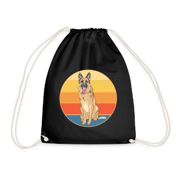 German Shepherd Dog Breed Vintage Retro Sunset - Drawstring Bag - black - Front