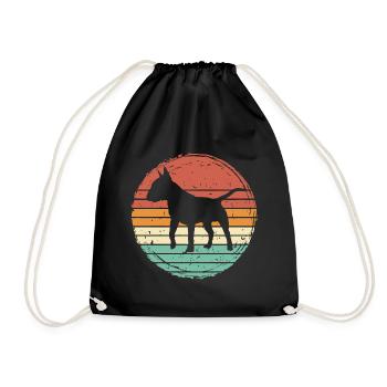 Bull Terrier Retro Gift - Drawstring Bag - black - Front