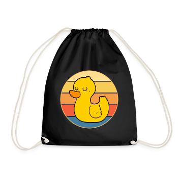 Niedliche Ente Vintage Retro Sonnenuntergang Tierliebhaber Design - Turnbeutel - Schwarz - Vorne