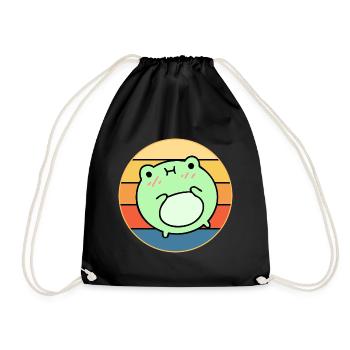 Süßer Frosch Vintage Retro Sonnenuntergang Tierliebhaber - Turnbeutel - Schwarz - Vorne