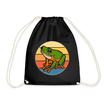 Niedlicher Frosch Vintage Retro Sonnenuntergang Tierliebhaber - Turnbeutel - Schwarz - Vorne