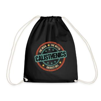 Calisthenics Dad Papa Funny Sayings Vintage - Drawstring Bag - black - Front