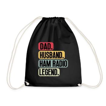 Ham Radio Operator Dad Sayings Funny Vintage - Drawstring Bag - black - Front