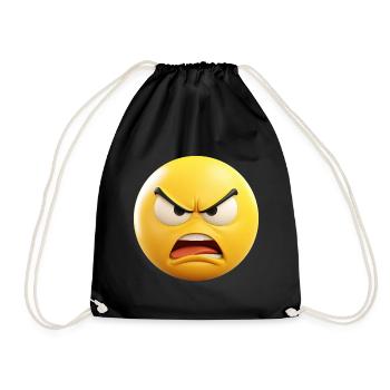 Angry Emoticon Emotion - Drawstring Bag - black - Front