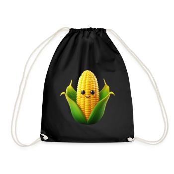 Corn on the cob Corn Kawaii - Drawstring Bag - black - Front