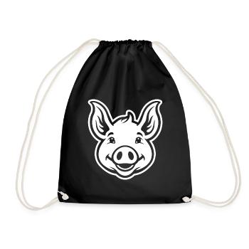 Schwein Schweinchen - Turnbeutel - Schwarz - Vorne